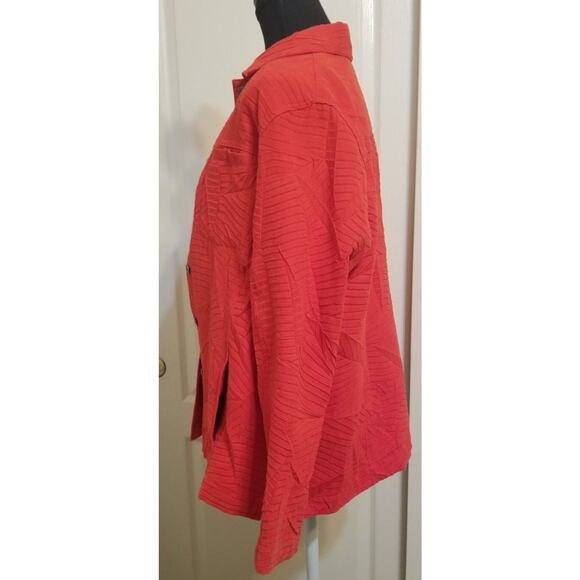 Erin London Women's Red Crinkle Blazer Jacket Button up Long Sleeve Size S - LN - Picture 4 of 9
